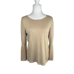 Calvin Klein Women's Gold Metallic Bell Sleeve Sweater